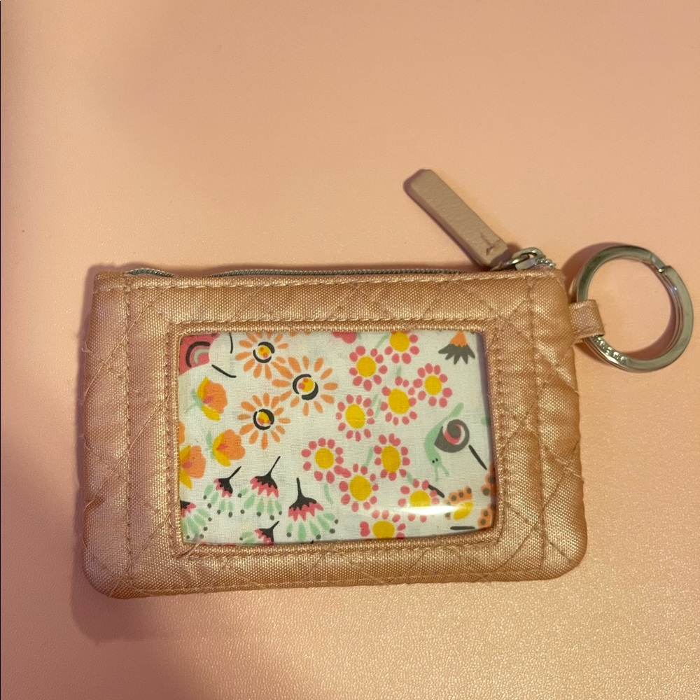Vera Bradley iconic zip ID case in rose quartz